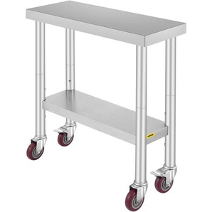 Arbeitstisch 30 x 12 x 34 Edelstahl Catering Arbeitstisch etwas 100 kg für Belastbarkeit Lebensmittel Zubereitungstisch Gewerbliche Arbeitstisch