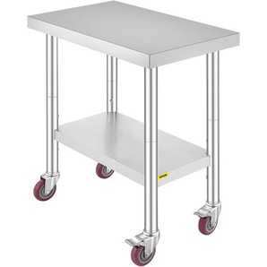 Arbeitstisch 30 x 18 x 34 Edelstahl Catering Arbeitstisch etwas 150 kg für Belastbarkeit Lebensmittel Zubereitungstisch Gewerbliche Arbeitstisch