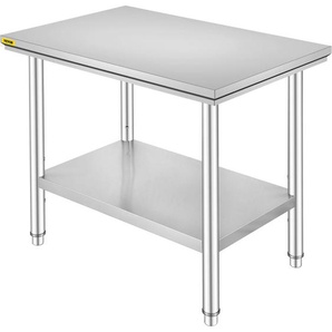 VEVOR Edelstahl Arbeitstisch 900 x 600 x 70 mm Essenszubereitung für die Zubereitung von Mahlzeiten, Nähen, Waschen, Basteln, Garagennutzung usw.