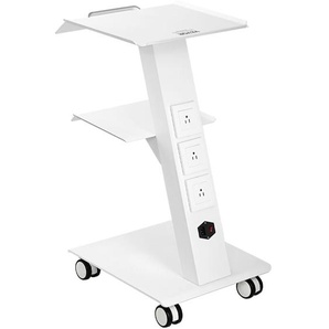 Laborwagen, Medizinischer Servicewagen mit Integrierter Steckdose, Mobiles Dessert aus 3-lagigem Metall, mit Drehbaren Rädern, Belastung 100 kg, für