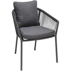 VIBORG Stapelstuhl, Gestell: Aluminium, Lehne: Rope dunkelgrau, inkl. Sitz und Rückenkissen