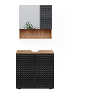 Vicco - Badmöbel-Set Irma, Anthrazit gepunktet, 2 Teile, Unterschrank 60 cm