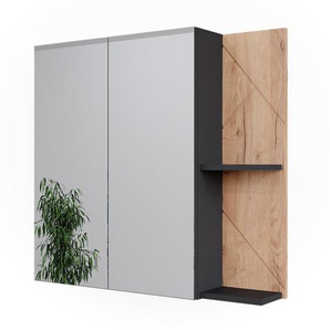 Vicco - Badspiegelschrank Irma, Anthrazit/Goldkraft Eiche, 80 x 75 cm