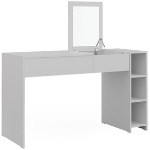Vicco - Schminktisch Kira, Weiß, 129.6 cm mit einklappbarem Spiegel