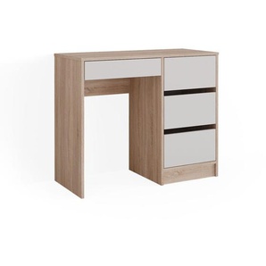 Vicco - Schreibtisch Sherry, Weiß/Sonoma, 90 x 40 cm mit Schubladen