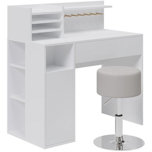 Vicco - Schreibtisch , Weiß, 2 Teile, mit Hocker