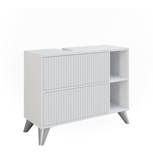 Vicco - Waschbeckenunterschrank Leano, Weiß, 80 x 62 cm mit 2 Schubladen