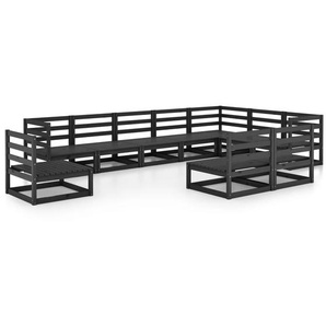 vidaXL 10-tlg. Garten-Lounge-Set Schwarz Massivholz Kiefer
