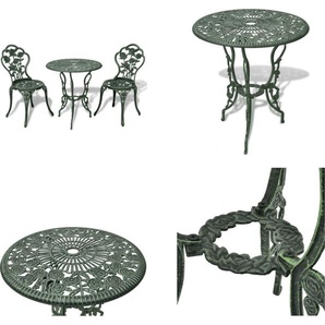 vidaXL 3 tlg. Bistro Set Aluminiumguss Grün - Bistro-Tisch Und Stuhl - Bistro-Tische Und Stühle - Bistro-Set - Bistro-Sets HL42164