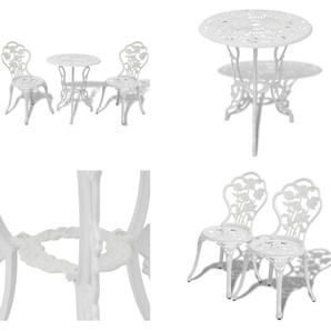 vidaXL 3 tlg. Bistro Set Aluminiumguss Weiß - Bistro-Tisch Und Stuhl - Bistro-Tische Und Stühle - Bistro-Set - Bistro-Sets HL42165