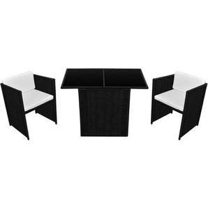 Vidaxl - 3-tlg. Bistro-Set mit Auflagen Poly Rattan Schwarz