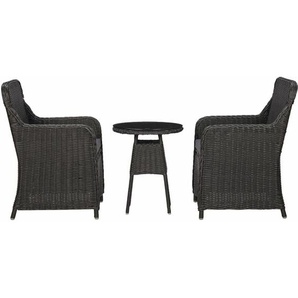 Vidaxl - 3-tlg. Garten-Bistro-Set mit Auflagen Poly Rattan Schwarz