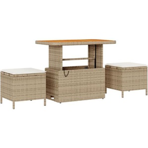 Vidaxl - 3-tlg. Garten-Essgruppe mit Kissen Beige Poly Rattan Akazie