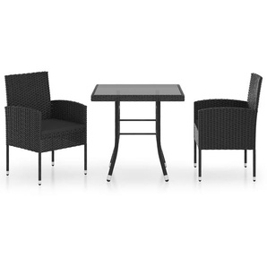 vidaXL 3-tlg. Garten-Essgruppe Poly Rattan Schwarz