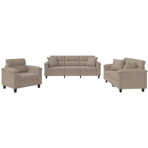 Vidaxl - 3-tlg. Sofagarnitur mit Kissen Taupe Mikrofasergewebe