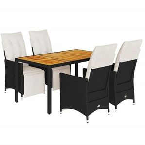 Vidaxl - 5-tlg. Garten-Essgruppe mit Kissen Schwarz Poly Rattan