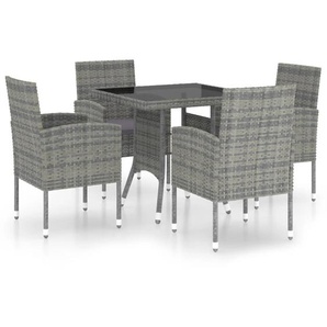 vidaXL 5-tlg. Garten-Essgruppe Poly Rattan Anthrazit