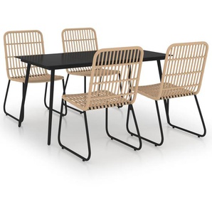 vidaXL 5-tlg. Garten-Essgruppe Poly Rattan und Glas
