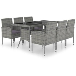 vidaXL 7-tlg. Garten-Essgruppe Poly Rattan Anthrazit und Grau