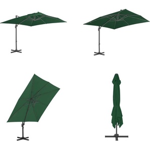 vidaXL Ampelschirm mit Aluminium Mast 400x300 cm Grün - Freischwingender Schirm - Freischwingender Sonnenschirm - Schirm - Schirme HL44635