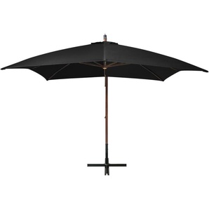 vidaXL Ampelschirm mit Mast Schwarz 3x3 m Massivholz Tanne 313778