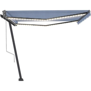 vidaXL Automatische Markise mit LED Windsensor 400x300 cm Blau Weiß 3069751