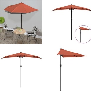 vidaXL Balkon Sonnenschirm Alu Mast Terrakotta 270x144x222cm Halbrund - Balkon Sonnenschirm - Balkon Sonnenschirme - Halbrunder Sonnenschirm - Halbrunde Sonnenschirme HL312499