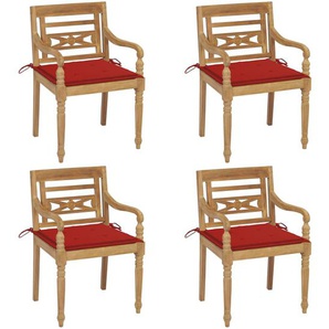 vidaXL Batavia-Stühle mit Kissen 4 Stk. Massivholz Teak