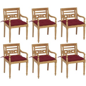 vidaXL Batavia-Stühle mit Kissen 6 Stk. Massivholz Teak