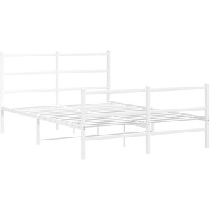 Vidaxl - Bettgestell mit Kopf- und Fußteil Metall Weiß 140x200 cm