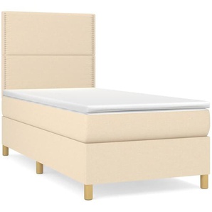 vidaXL Boxspringbett mit Matratze Creme 90x200 cm Stoff