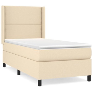 vidaXL Boxspringbett mit Matratze Creme 90x200 cm Stoff