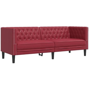 Vidaxl - Chesterfield-Sofa 3-Sitzer Weinrot Kunstleder