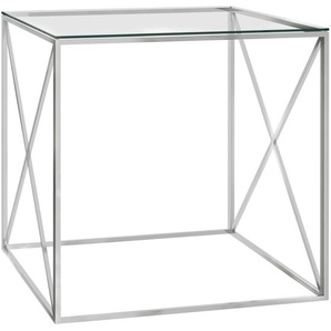 vidaXL Couchtisch Silbern 55x55x55 cm Edelstahl und Glas