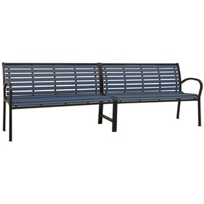 vidaXL Doppel-Gartenbank 251 cm Stahl und WPC Schwarz