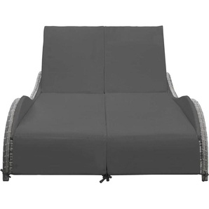 vidaXL Doppel-Sonnenliege mit Auflage Poly Rattan Anthrazit 49495