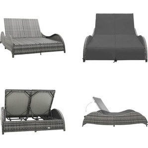 vidaXL Doppel Sonnenliege mit Auflage Poly Rattan Anthrazit - Sonnenliege - Sonnenliegen - Sonnenbett - Sonnenbetten HL49495