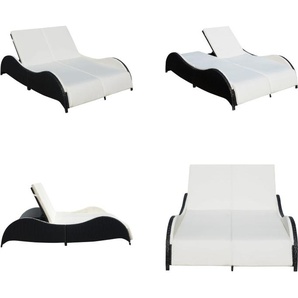 vidaXL Doppel Sonnenliege mit Auflage Poly Rattan Schwarz - Sonnenliege - Sonnenliegen - Sonnenbett - Sonnenbetten HL41977