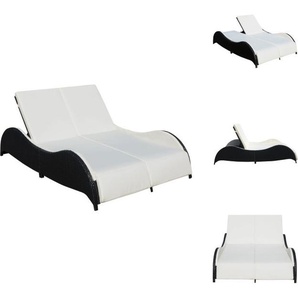 vidaXL Doppel-Sonnenliege mit Auflage Poly Rattan Schwarz - Sonnenliegen TLS41977