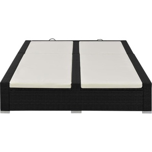 vidaXL Doppel-Sonnenliege Poly Rattan Schwarz 44752