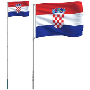 vidaXL Flagge Kroatiens mit Mast 5,55 m Aluminium