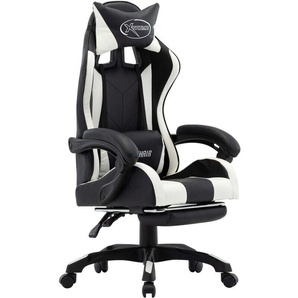 vidaXL Gaming Chair in Leatherette with Footrest Black/White (287991)