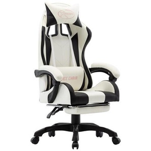 vidaXL Gaming Chair in Leatherette with Footrest White/Black (287995)