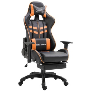 vidaXL Gaming-Stuhl mit Fußstütze orange Kunstleder (20206)