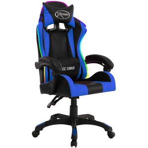 vidaXL Gaming-Stuhl mit RGB LED-Leuchten blau/schwarz Kunstleder