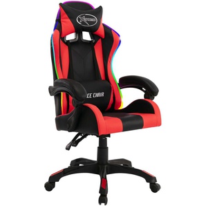 vidaXL Gaming-Stuhl mit RGB LED-Leuchten rot/schwarz Kunstleder