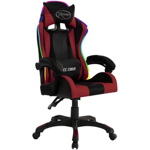vidaXL Gaming-Stuhl mit RGB LED-Leuchten weinrot/schwarz Kunstleder