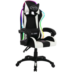 vidaXL Gaming-Stuhl mit RGB LED-Leuchten weiß/schwarz Kunstleder