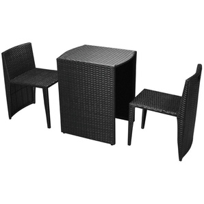 vidaXL Garten-Essgruppe 5-tlg. Poly Rattan schwarz (42882)