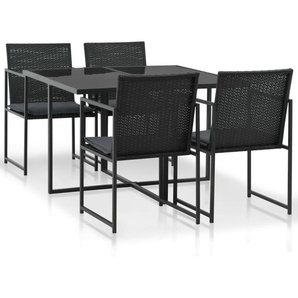 vidaXL Garten-Essgruppe 9-tlg. Poly Rattan schwarz (4444)